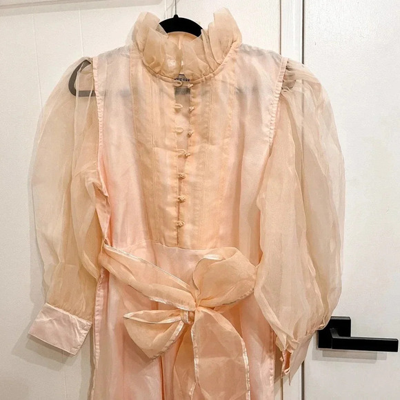 Sue Sartor Athenee softest blush silk organza midi dress size large - Picture 3 of 13